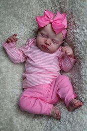 Poupée bébé fille 49CM, corps doux et câlin, Loulou endormi, peau 3D réaliste avec veines visibles, poupée faite à la main de haute qualité, 240123
