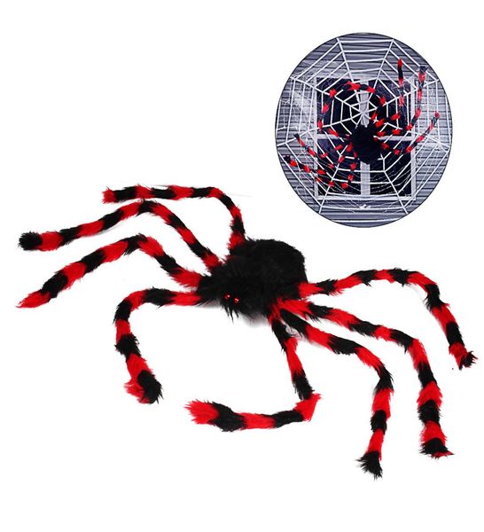 Grande araignée noire de 49 pouces, décorations de fête d'halloween, décor de cour intérieure et extérieure, accessoires d'araignée en peluche effrayants 9176983