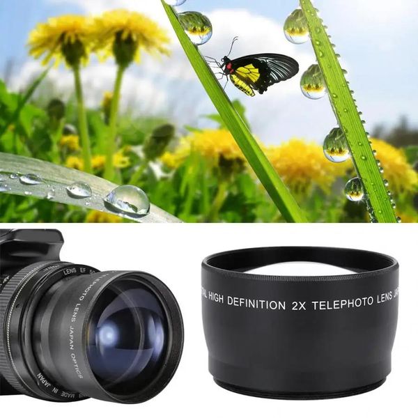 49 mm 52 mm 55 mm 58 mm 2X téléobjectif haute définition pour appareil photo téléobjectif optique téléconvertisseur pour Nikon Canon Sony Pentax Olympus Fujifilm DSLR appareil photo reflex