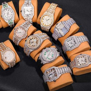 49QU 4K21 Horloge Luxe Custom Bling Iced Out Horloge Wit Vergulde Moiss anite Diamond Horloges 5A Hoge kwaliteit replicatie Mechanische EFZ6