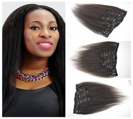 Clip 4a4b4c dans l'extension des cheveux 1226 pouces 7pcSset 120g Clip de cheveux raide coque sur les extensions de cheveux humains Geasy7247306