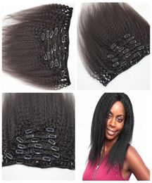 4a4b4c cheveux humains paquets 7 pièces pour tête complète noir naturel 120g GEASY clips dans les extensions de cheveux 5870540