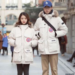 4a7v Parkas pour hommes et veste en coton pour femmes longueur moyenne 2023 nouvelle version coréenne manteau d'hiver épaissi Big White Goose Couple