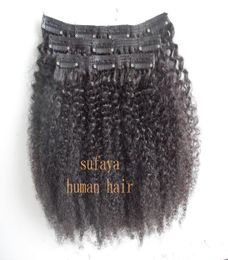 4b4c Clip de trame de cheveux bouclés afro crépus vierges mongols dans les extensions de cheveux non transformés extensions humaines de couleur noire naturelle peuvent être 6311781