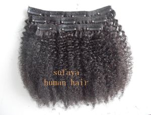4b4c Clip de trame de cheveux bouclés afro crépus vierges mongols dans les extensions de cheveux non transformés extensions humaines de couleur noire naturelle peuvent être 2020573