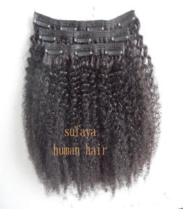 4b4c Clip de trame de cheveux bouclés afro crépus vierges mongols dans les extensions de cheveux non transformés extensions humaines de couleur noire naturelle peuvent être 6311781