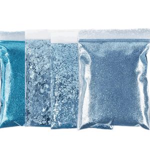 4 Zakken * 50 g Ice Blues Nagel Fijn Glitterpoeder Pailletten Bulk Chunky Gemengde Zeshoek Decoratie Nagels Accessoires voor UV-lakbenodigdheden 240202