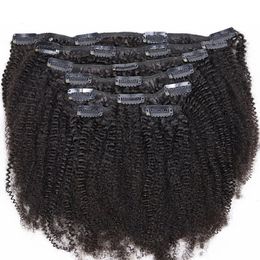 4C Clip Virgin Human Hair Bundle Trame Serrée Petit Afro Crépus Bouclés 120 Grammes Pour Les Femmes Noires Africaines 240110