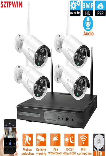 Sistema CCTV de Audio de 4 canales, 30MP, inalámbrico, 1080P, NVR, 4 Uds., 30MP, IR, exterior, P2P, Wifi, IP, sistema de cámaras de seguridad CCTV, Kit de vigilancia build9847722