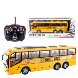 Autobús de control remoto inalámbrico eléctrico de 4 canales con simulación de luz Modelo de viaje escolar Juguete 211102