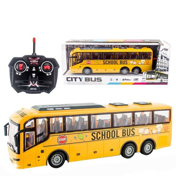 4CH Électrique Sans Fil Télécommande Bus Avec Lumière Simulation Bus Scolaire Tour Bus Modèle Jouet 211029