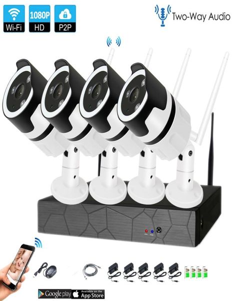 Caméra audio bidirectionnelle 4CH 1080P HD, Kit NVR sans fil P2P 1080P IR, Vision nocturne, sécurité, caméra IP 20mp, système de vidéosurveillance sans fil6761522