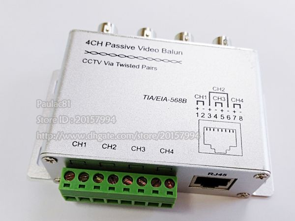 Adaptateur de connecteur Balun vidéo 4CH, câble CCTV UTP RJ45 Cat5 passif filtré à 4 ports/2 pièces