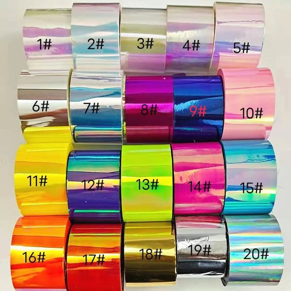 4cm * 100m Aurora Cellulophane Nails Paper Paper Rainbow Foils Nail Trend Design Ice Cube Coréen Manucure Nails DIY Décoration 240415