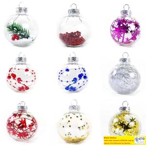 Boules suspendues vides pour arbres de noël, 4cm, 5cm, 6cm, 7cm, 8cm, 10cm, décorations en plastique Transparent, ornement Transparent, fournitures de fête