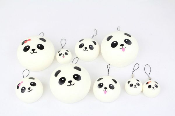 4cm 7cm 10cm 1pc Panda Squishy kawaii pain pain charmes pour sac clés sangles de téléphone portable