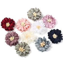Fleurs en tissu de fleurs artificielles de 4CM pour boîtes-cadeaux de fête de mariage bricolage, fleur décorative pour un chapeau ou un cadeau, casque,