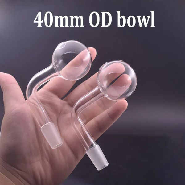 4 cm Big Ball verre tuyau d'huile bols 10 mm 4 mm 18 mm mâle femelle verre brûleur à mazout tuyau Transparent tabac courbé bol narguilé adaptateur