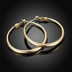 4cm Matte Circle Round Hoop Boucles d'oreilles 18k Gold Filled Classique Simple Sexy Femmes Bijoux Cadeau