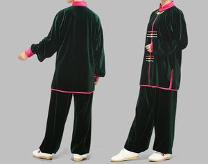 4Color Unisexe Autumnwinter Pleuche Kung Fu Martial Arts Uniforms Tai Chi Clothing Performance Suits