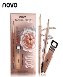 4Colors novo wenkbrauwpotlood 1 set3pcs nieuwe make -up set met 3 stcs potlood3pcs oog wenkbrauwen sjabloon waterdichte langdurige make up1995913