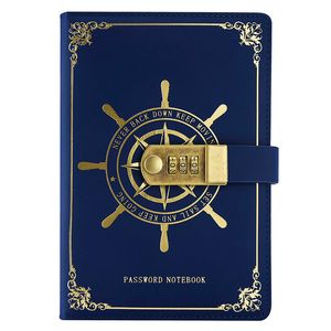 4Colors of A5 Notepad Retro Sailor Rudder Notebook met Lock School Supplies Hardcover Gift Sketchbooks voor tekenen briefpapier