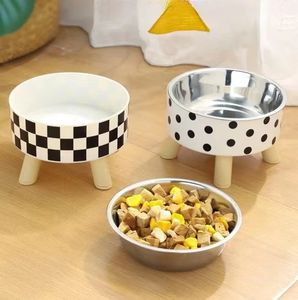 4Corner Antineck Spine en acier inoxydable Bols de chat avec un stand surélevé Cat Small Dog Food and Water Bols Nonslip Pet Feeder Bowl 240429