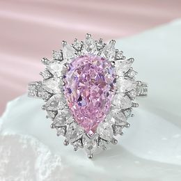 4ct Lab Roze Diamanten Ring 100% Echte Sterling Sier Party Wedding Band Ringen voor Vrouwen Bruidsverlovingssieraden Cadeau