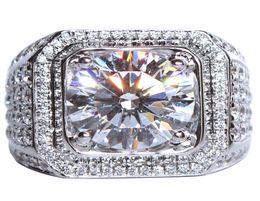 4ct Lab Sona Diamond Ring 925 Bijoux en argent sterling anneaux de bande de mariage pour hommes Gift7577521