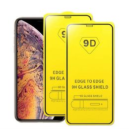 9D Volledige omslag Mobiele telefoonschermbeschermers voor iPhone 14 13 12 11 Pro Max XR 7 8 Samsung A30s A40s gehard glas met retailpakking