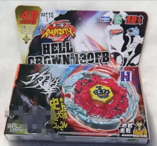 4D Beyblades B-X TOUPIE BURST BEYBLADE SPINNING TOP BB116C con lanzador Sistema 4D Rapidez superior HELL CROWN 130FB 231218