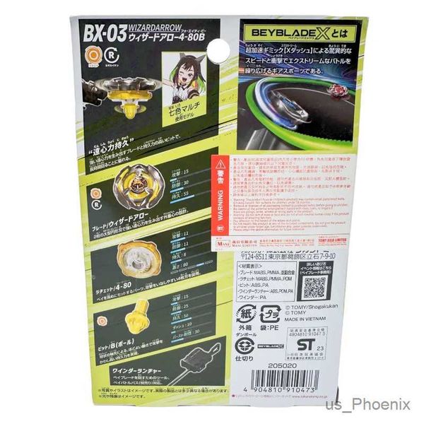 4d Beyblades Beyblade X BX-03 Starter Wizard Arrow 4-80B Xtreme Gear Sports