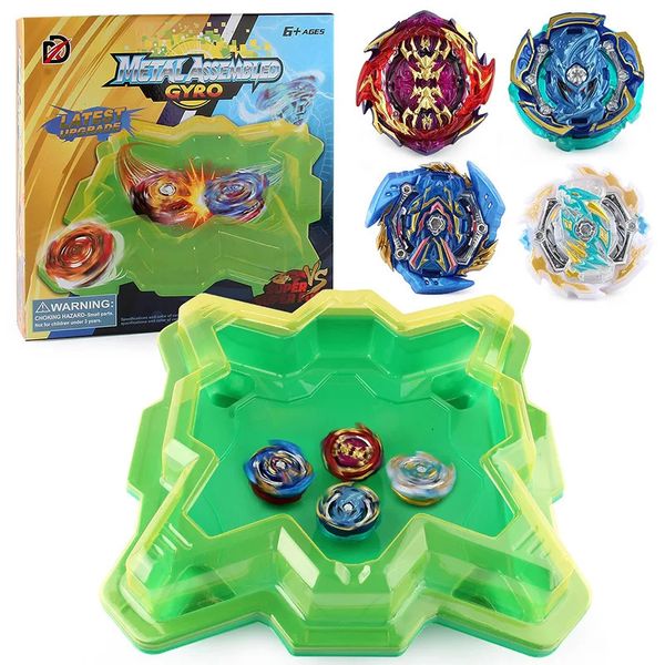 4D Beyblades Beyblades Burst Jouets pour enfants Stade Metal Fusion Accessoires Set avec 4 Gyros et disque de combat Jouets cadeaux pour enfants 231215