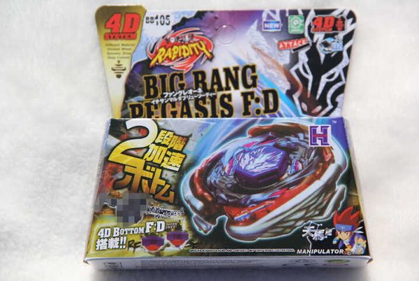 4D Beyblades TOUPIE BURST BEYBLADE estilo peonza 6 unids/lote sistema Big Bang 4D + lanzador de luz BB118 BB120