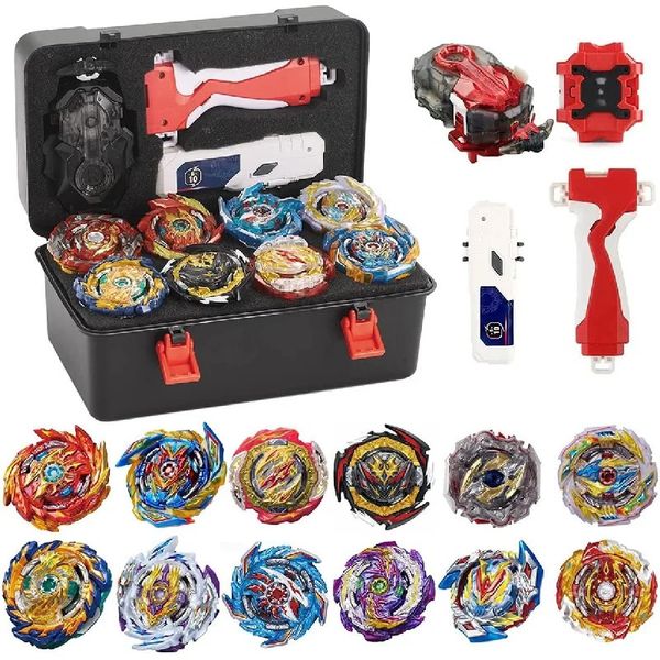 4D Beyblades Toy Set cadeau avec boîte portable 12 toupies 2 TwoWay er Metal Fusion Attack Top Game pour garçons enfants enfants 231130