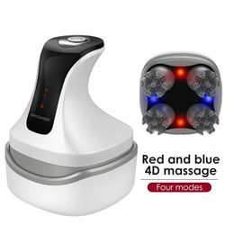 4D Elektrische Hoofdhuid Massager Gezondheidszorg Rood Blauw Lichttherapie Voor Haargroei Producten Antistress Kneden Scratcher 240104