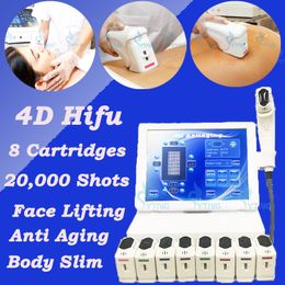 4D HIFU Beauty Equipment 12 Lijnen 8 Cartridges Hoge intensiteit Gerichte ultrasone machine Vet Verwijdering Hinning Heffen rimpelverwijdering