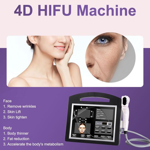 Équipement de beauté multifonctionnel 4D Hifu Machine à ultrasons focalisée à haute intensité pour utilisation en salon Anti-âge Lifting du visage Élimination des rides Traitement du contour du corps