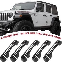 4doors Handle Poignée de voiture Ponde de porte extérieure Coquille de porte Fibre de carbone 10pcs pour Jeep Wrangler JL 2018 Extérieur auto de haute qualité ACCES329T