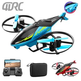 4DRC Mini M3 45CH RC Helicopter 24G 3D Aerobatics Hoogte Hold met camera Remote Control Drone Toys Bluered 240508