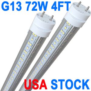 4FT 72W T8 LED Tube Lumière Blanc Lumière du Jour 6500k 4' Ampoules LED Garage Entrepôt Boutique Lumière Ballast Bypass G13 Base AC100-277V Couvercle Transparent crestech