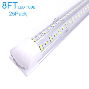 1,2 m 2,4 m LED Lumières Tube intégré en forme de V Luminaires 144 W 4 rangées LED SMD2835 100 lm/W Stock aux États-Unis (lot de 25)