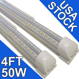 Tube LED intégré de 4 pieds 50 W T8 en forme de V 48" quatre rangées 5 000 lumens (équivalent fluorescent 300 W) couvercle transparent blanc super brillant 6 500 K 4 pieds LED pour magasin usastock