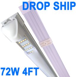 Luz LED para tienda de 4 pies, 72 W, 72000 lm, 6500 K, luces de tubo LED conectables con cubierta lechosa, iluminación LED T8 integrada de 4 filas, luces de techo LED para taller de garaje crestech