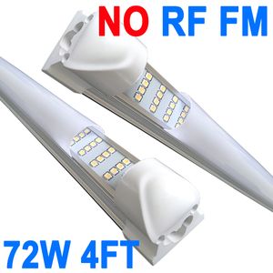 Lampe d'atelier LED 4 pieds, 72 W 72 000 lm 6 500 K, tube LED connectable à couverture laiteuse, 4 rangées d'éclairage LED T8 intégré, plafonniers LED pour garage, ateliers, grange crestech