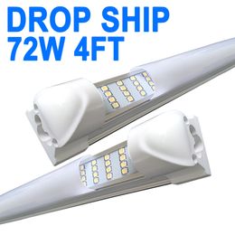 Lámpara LED para tienda de 4 pies, cubierta lechosa 4 pies 72 W Luz de garaje de 4 pies Tubo LED integrado T8 de 48 pulgadas, bombillas para gabinete de garaje, montaje en superficie de alto rendimiento Plug and Play 1,2 metros crestech