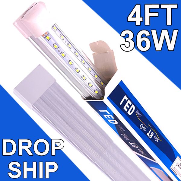 4FT LED Shop Light Garage 36W 6500K 3600LM Lumière blanche, T8 4FT LED Tube Lights Entrepôt Atelier Sous-sol, Linkable LED ShopLights usastock