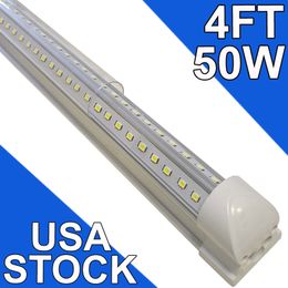 Lampes LED pour magasin de 1,2 m, tube LED intégré en forme de V de 1,2 m, 50 W, 5 000 lm, couvercle transparent, lampe à montage en surface connectable, remplace la lumière fluorescente T8 T10 T12 usastock