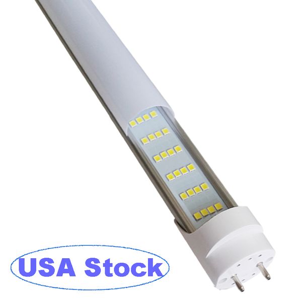 4FT LED T8 Ballast Bypass Type B Light Tube, 72W Connexion à double extrémité, 6500K, Lentille laiteuse givrée transparente, T8 Tube Light pour G13 120-277V NO RF Driver crestech168