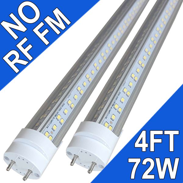 Luces de tubo LED T8 tipo B de 4 pies, 72 W (equivalente a 120 W), 7200 lm, 6000 K, alimentación de doble extremo, derivación de balasto, reemplazo de bombillas fluorescentes T10 T12 de 4 pies, transparente usastock